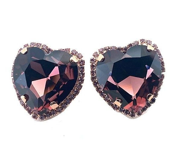 Earrings By Mariana My Treasures Coll. Beautiful Heart Shape Lt. Amethyst Swarovski Crystals