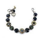 Bracelet By Mariana Woman Elegant Jet Black and Silver Night Swarovski Crystals