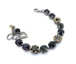 Bracelet By Mariana Woman Elegant Jet Black and Silver Night Swarovski Crystals - Image 2