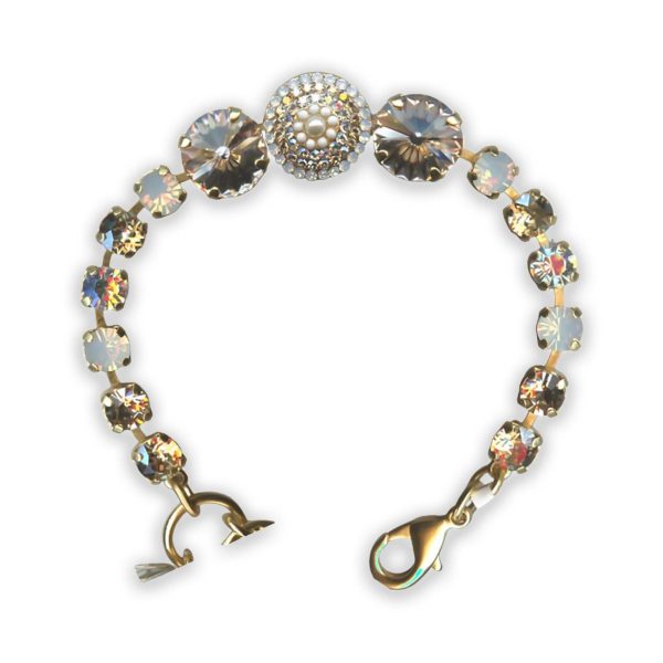 Bracelet by Mariana Kalahari Coll. Glamorous Golden Shadow, Lt Peach, White Opal, & Pearl Swarovski Crystals