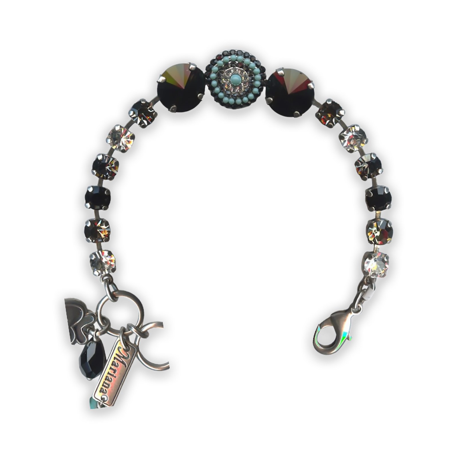 B-4193-1081-SP (1) Bracelet by Mariana Zanzibar Africa Coll. Exquisite Jet Black, Turq, Black Diamond, & Clear Swarovski Crystals - Image 1