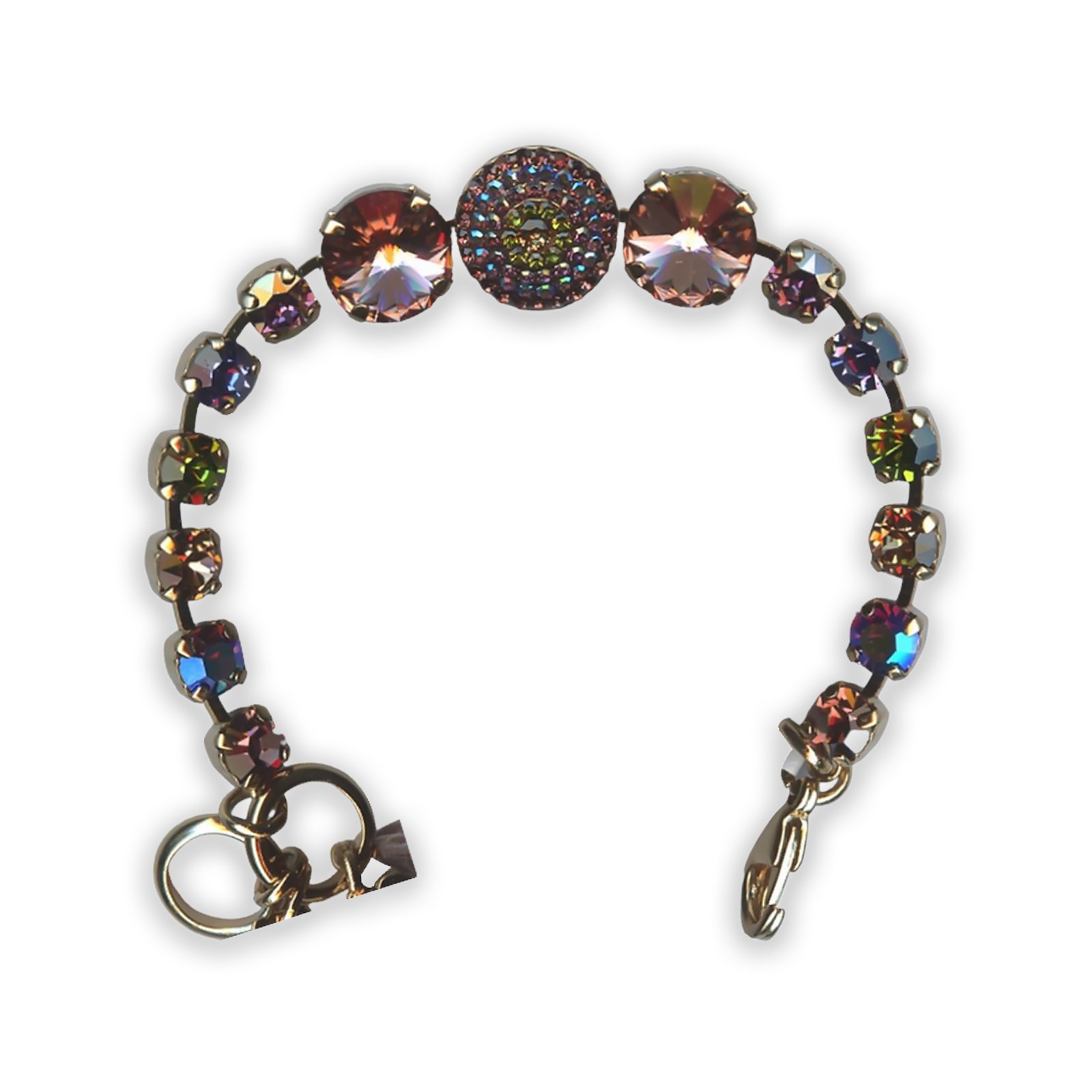B-4193-1089-RG (1) Mariana Bracelet Adorable Pinks, Purples & Greens Austrian Crystals Penelope Odyssey 2018 Coll. - Image 1