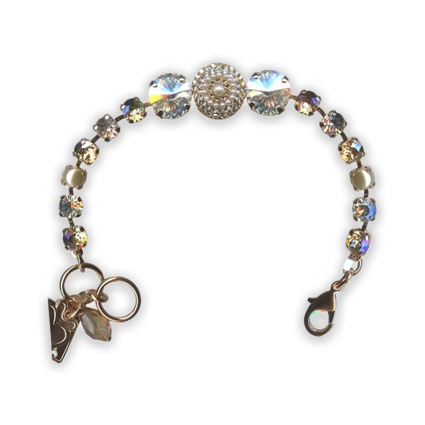 Bracelet by Mariana Aurora Coll. Alluring Cream Pearl, Golden Shadow, & Clear Swarovski Crystals