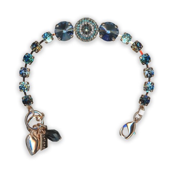 Bracelet by Mariana Frost Coll. Gorgeous Montana, Aqua, Teal, Clear, & Drk Grey Swarovski Crystals