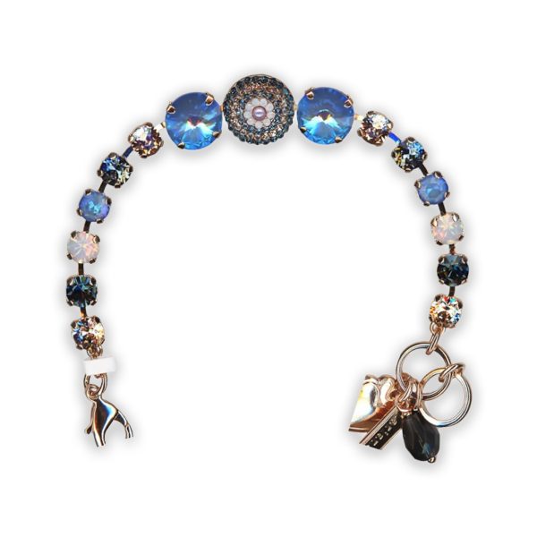 Mariana Bracelet Fab Trio in Blues, Pink Opal & Moonlight Austrian Crystals Blue Morpho My Butterfly Coll.