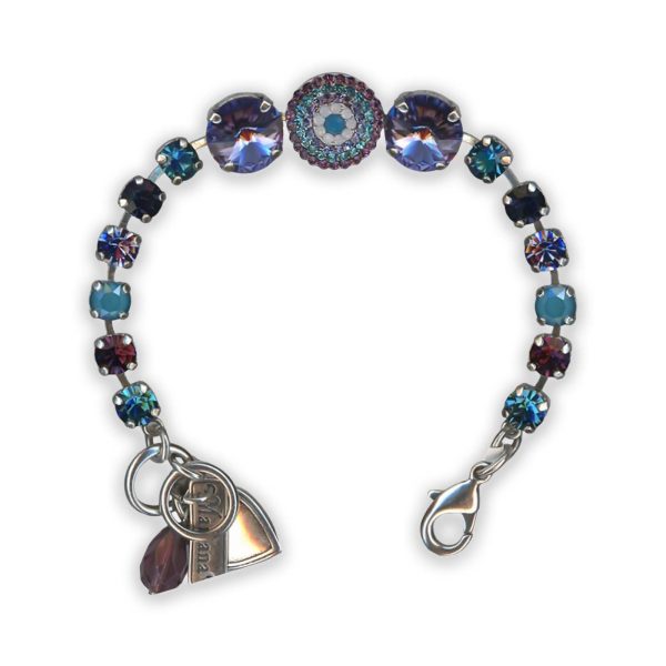 Bracelet by Mariana Peacock Nature Coll. Exquisite Amethyst, Tanzanite, Indicolite, Caribbean Blue, & Rose Opal Swarovski Crystals