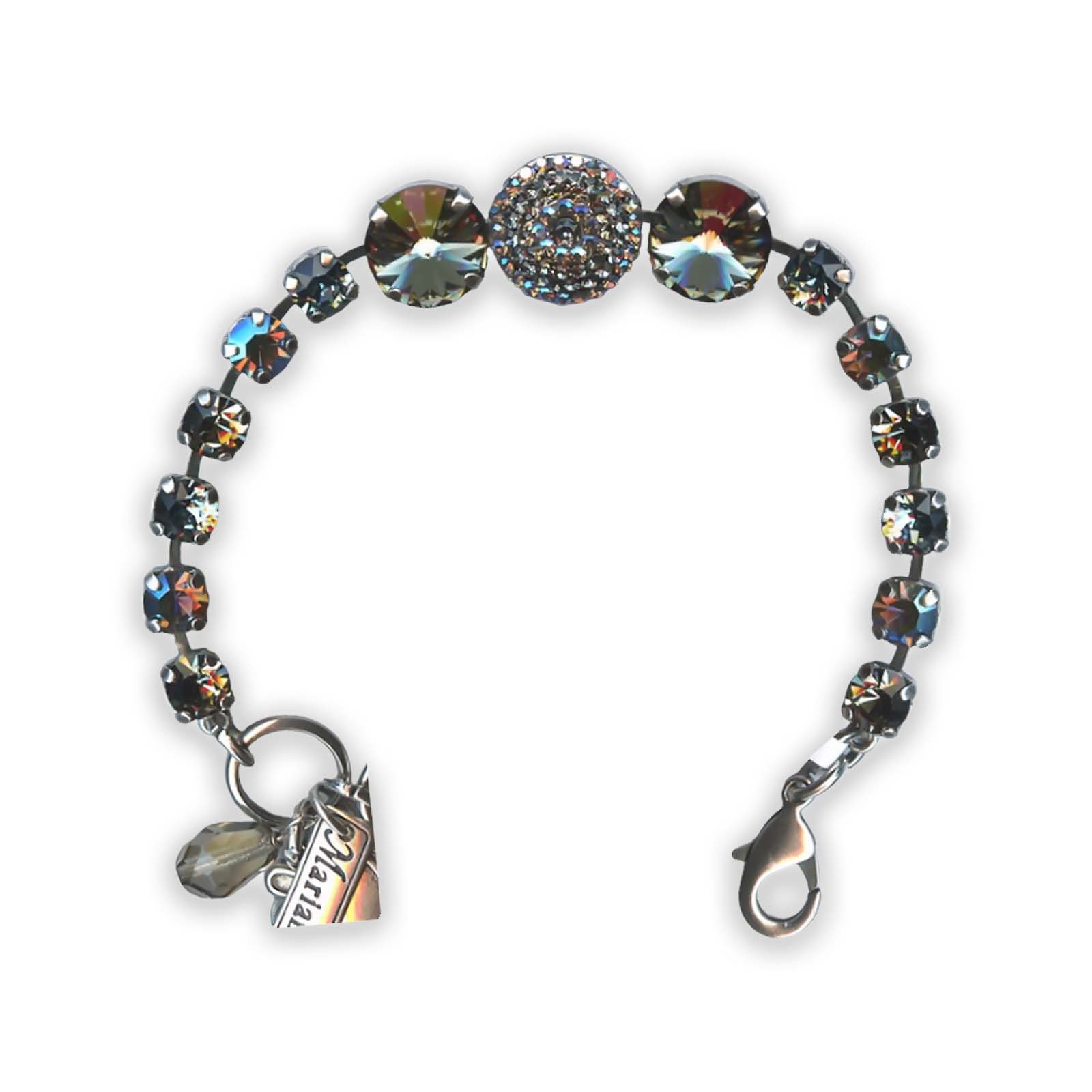 B-4193-215-3-SP (1) Bracelet by Mariana Martini Coll. Sophisticated Black Diamond, Greige, & AB Swarovski Crystals - Image 1