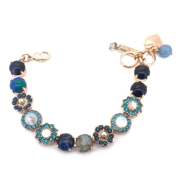 Bracelet By Mariana Goldstone Mineral and Floral Azurite Swarovski Crystals