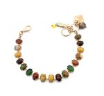 Bracelet by Mariana My Treasures Coll. Gorgeous Bulls Eye, Yellow, Jade Green, Landscape Jasper Mineral Swarovski Crystals