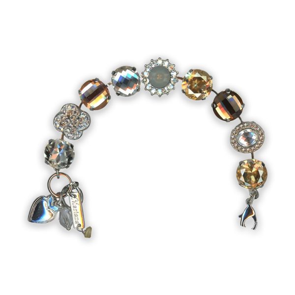 Bracelet by Mariana My Treasures Coll. Gorgeous Golden Shadow, Lt Peach, Clear, & White Opal Swarovski Crystals
