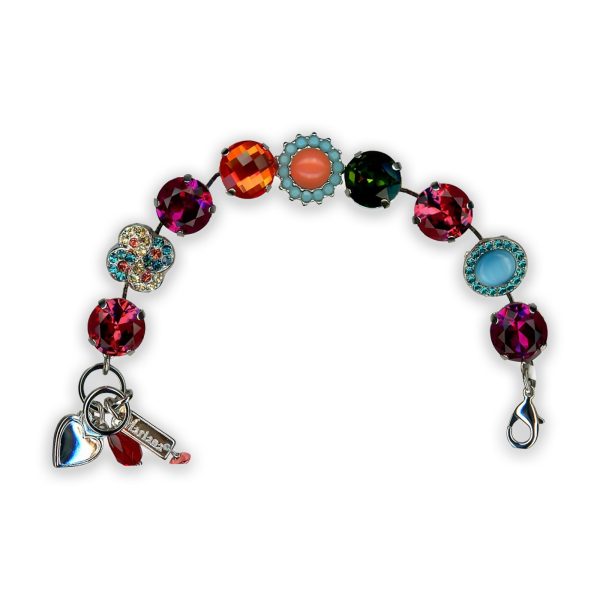Bracelet By Mariana Woman Sassy Fuchsia, Rose, Hyacinth and Rose Peach Swarovski Crystals