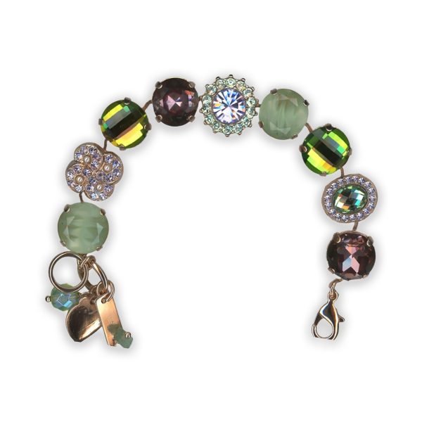 Bracelet by Mariana Mint Chip Coll. Adorable Seafoam, Chrysolite, Violet, & Pearl Swarovski Crystals