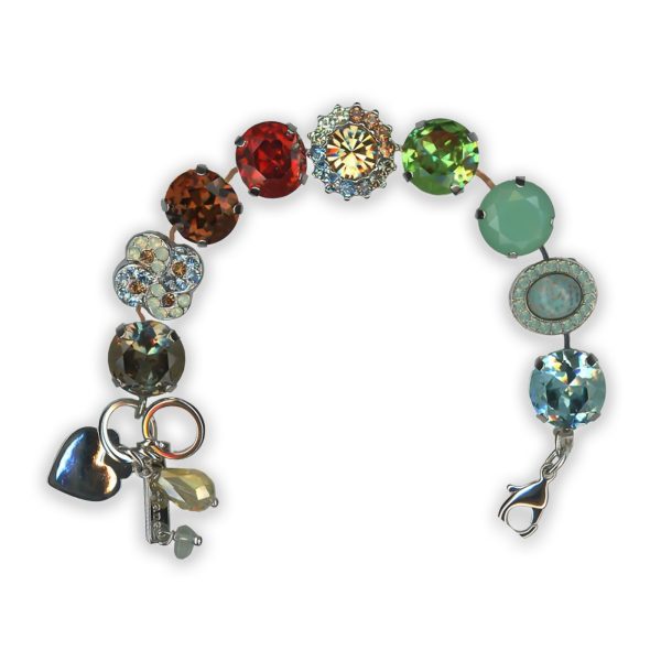 Bracelet by Mariana Daphne Coll. Beautiful Aqua Blue, Chocolate Brown, Siam, Pacific Opal, Silver Night, & Turq Swarovski Crystals