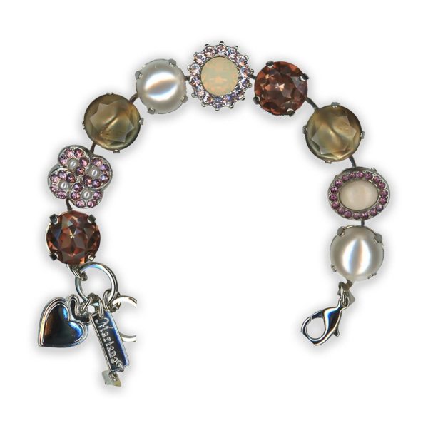 Bracelet By Mariana Woman Gorgeous Riverstone Mineral and Cream Pearl and Topaz Swarovski Crystals