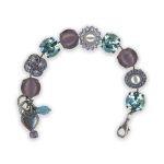 Bracelet by Mariana Power Of Love Coll. Elegant Amethyst Mineral, Aquamarine, Pearl, Violet, & Tanzanite Swarovski Crystals - Image 2