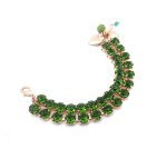 Bracelet By Mariana My Treasures Coll. Elegant Duo Layered Fern Green Swarovski Crystals - Image 3