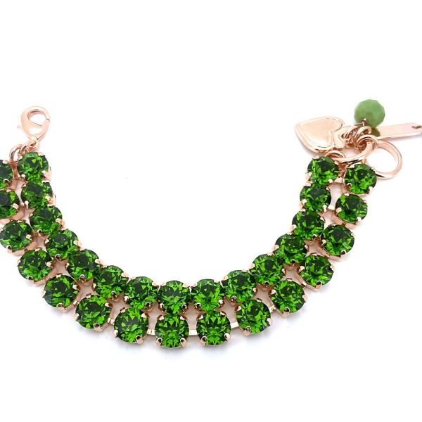Bracelet By Mariana My Treasures Coll. Elegant Duo Layered Fern Green Swarovski Crystals