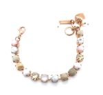 Bracelet by Mariana My Treasures Coll. Lovely White Howlite, Riverstone, Pink Quartz Mineral, Chalk White, & Golden Shadow Swarovski Crystals