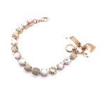 Bracelet by Mariana My Treasures Coll. Lovely White Howlite, Riverstone, Pink Quartz Mineral, Chalk White, & Golden Shadow Swarovski Crystals - Image 2