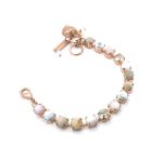 Bracelet by Mariana My Treasures Coll. Lovely White Howlite, Riverstone, Pink Quartz Mineral, Chalk White, & Golden Shadow Swarovski Crystals - Image 3
