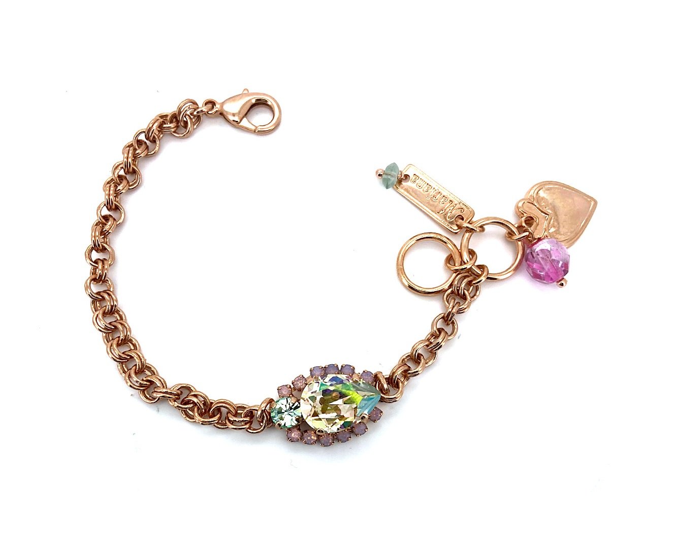 B-4259-2-1063-RG (3) Bracelet by Mariana Pina Colada Coll. Alluring Luminous Green, Chrysolite, & Cyclamen Opal Swarovski Crystals - Image 1