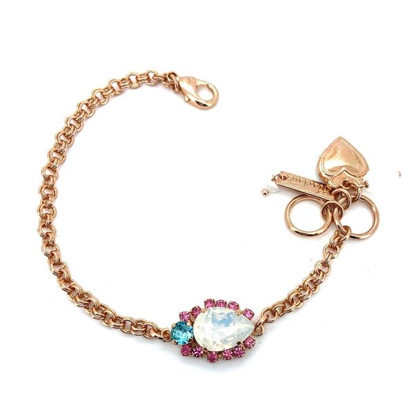 Bracelet By Mariana Margarita Coll. Lovely White Opal, Rose and Blue Zircon Swarovski Crystals