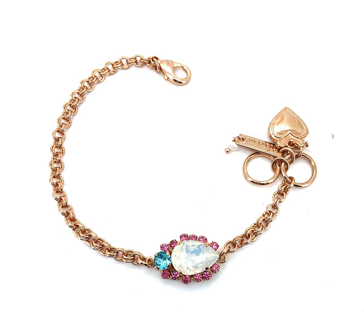 B-4259-2-1064-RG (3) Bracelet By Mariana Margarita Coll. Lovely White Opal, Rose and Blue Zircon Swarovski Crystals - Image 1