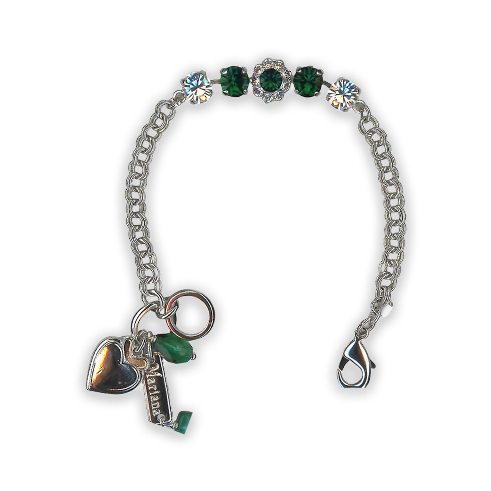 B-4352-2-001205-SP (1) Bracelet By Mariana Woman Exquisite Emerald and Clear Swarovski Crystals - Image 1