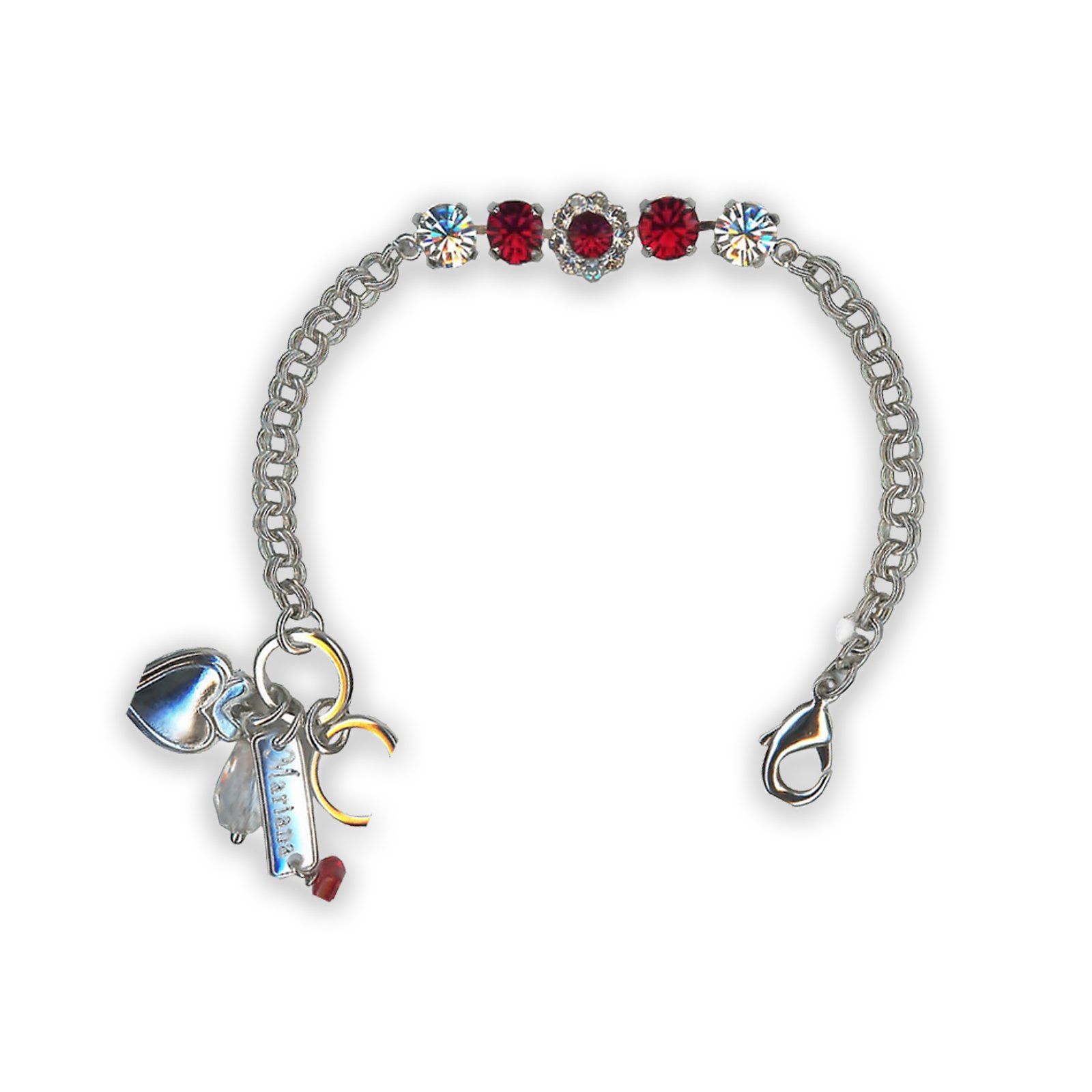 B-4352-2-001501-SP (1) Bracelet By Mariana Woman Stunning Ruby and Clear Swarovski Crystals - Image 1