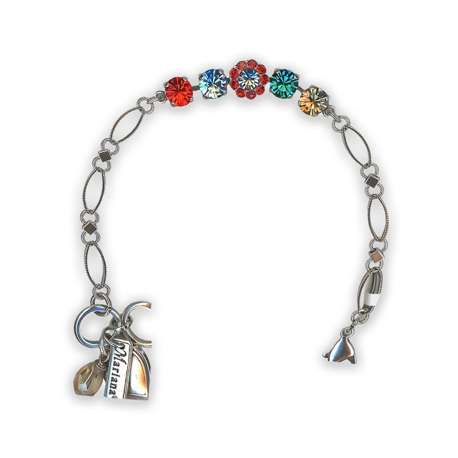 B-4352-2-1111-SP (1) Bracelet by Mariana Tinsel Coll. Sassy Red, Aqua, Teal, & Golden Shadow Swarovski Crystals - Image 1