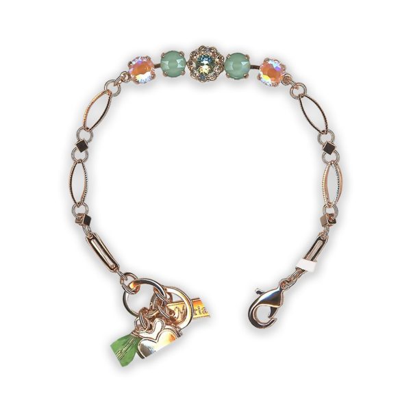 Bracelet by Mariana Monach Coll. Glitzy Sun Kissed Peach, Mint Green, Lt Green, & Golden Shadow Swarovski Crystals