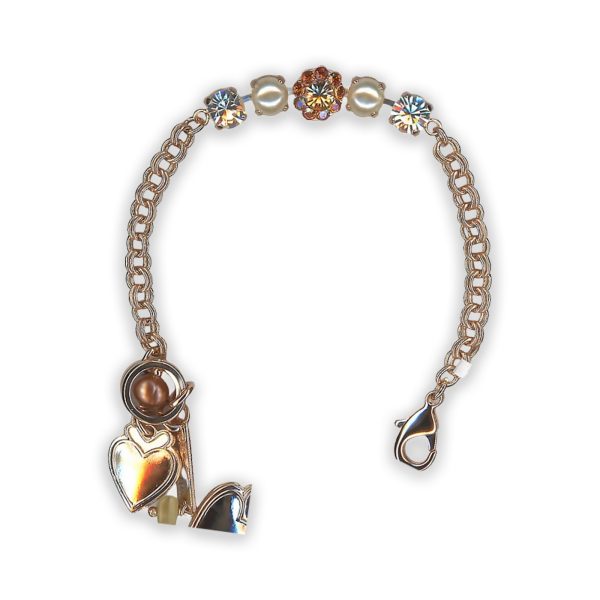 Bracelet By Mariana Woman Fab Cream Pearl, Clear and Lt Colorado Topaz Swarovski Crystals