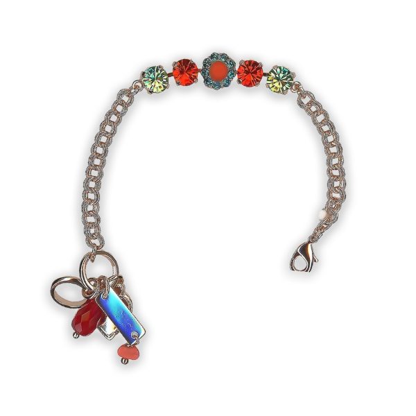 Bracelet by Mariana Romancing In Rio Coll. Sassy Peridot, Siam, Blue Zircon, & Coral Swarovski Crystals