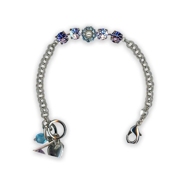Bracelet by Mariana Power Of Love Coll. Beautiful Tanzanite, Violet, Aquamarine, & Pearl Swarovski Crystals