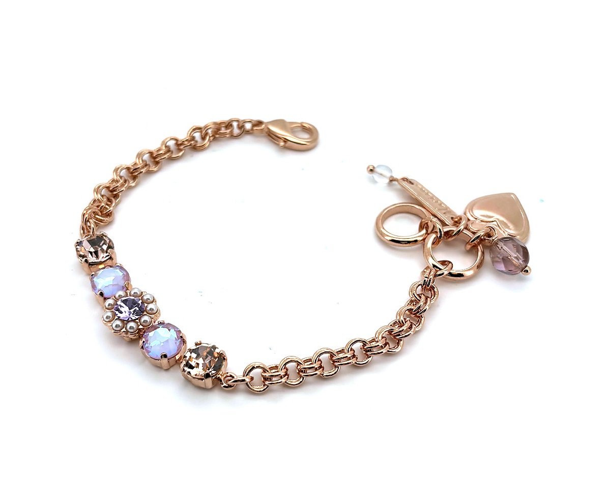 B-4352-2-139-10-RG (1) Bracelet By Mariana Woman Adorable Vintage Rose and Sun Kissed Lavender Swarovski Crystals - Image 1