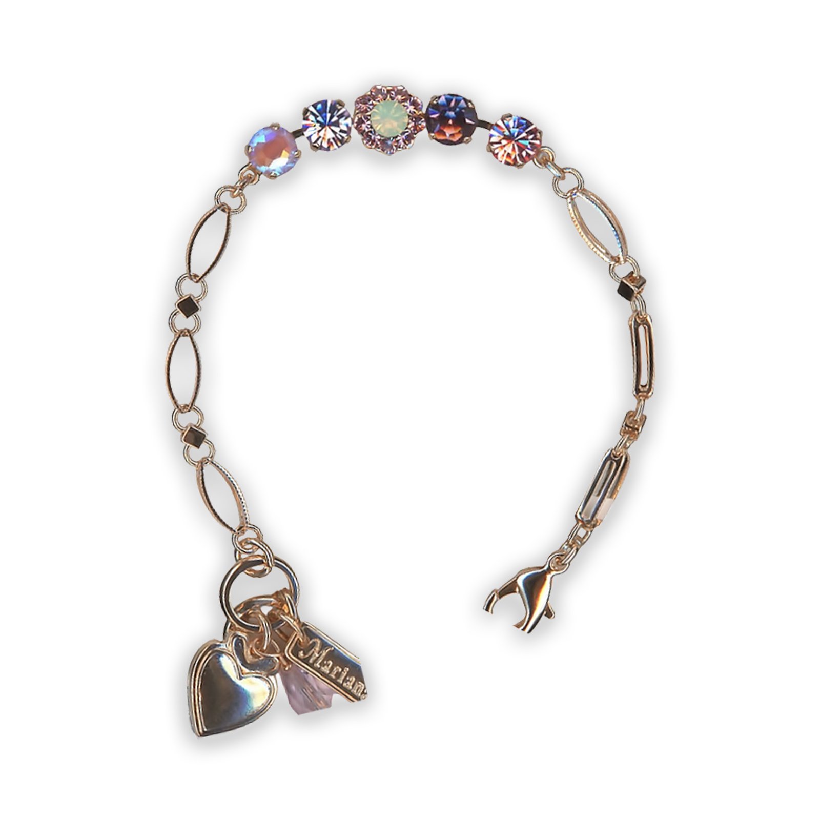 B-4352-2-1910-RG (1) Bracelet By Mariana Levander Coll. Lovely Lavender Delite, Rose Opal and Burgundy Swarovski Crystals - Image 1