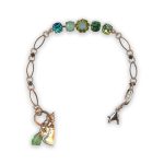 Bracelet By Mariana Woman Gorgeous Blue Zircon and Mint Green Swarovski Crystals