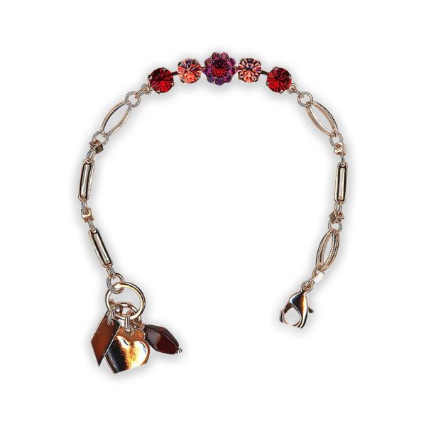 Bracelet By Mariana Firefly Natures Coll. Stunning Siam, Rose Peach and Fuchsia Swarovski Crystals