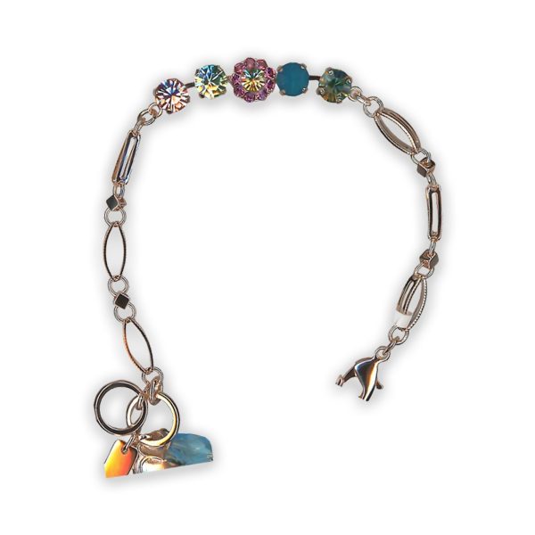 Bracelet By Mariana Spring Flowers Coll. Beautiful Rose, Chrysotile and Caribbean Blue Opal Swarovski Crystals