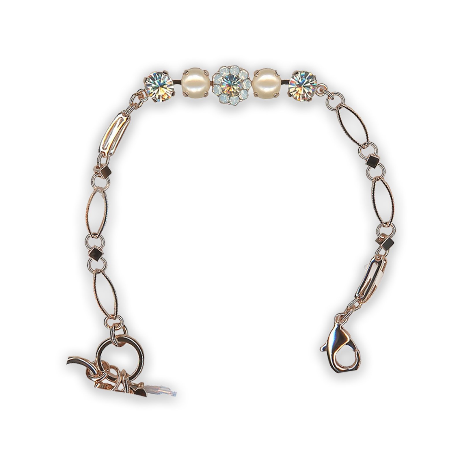 B-4352-2-2340-RG (1) Bracelet by Mariana Bermuda Coll. Timeless Cream Pearl, White Opal, & Clear Swarovski Crystals - Image 1