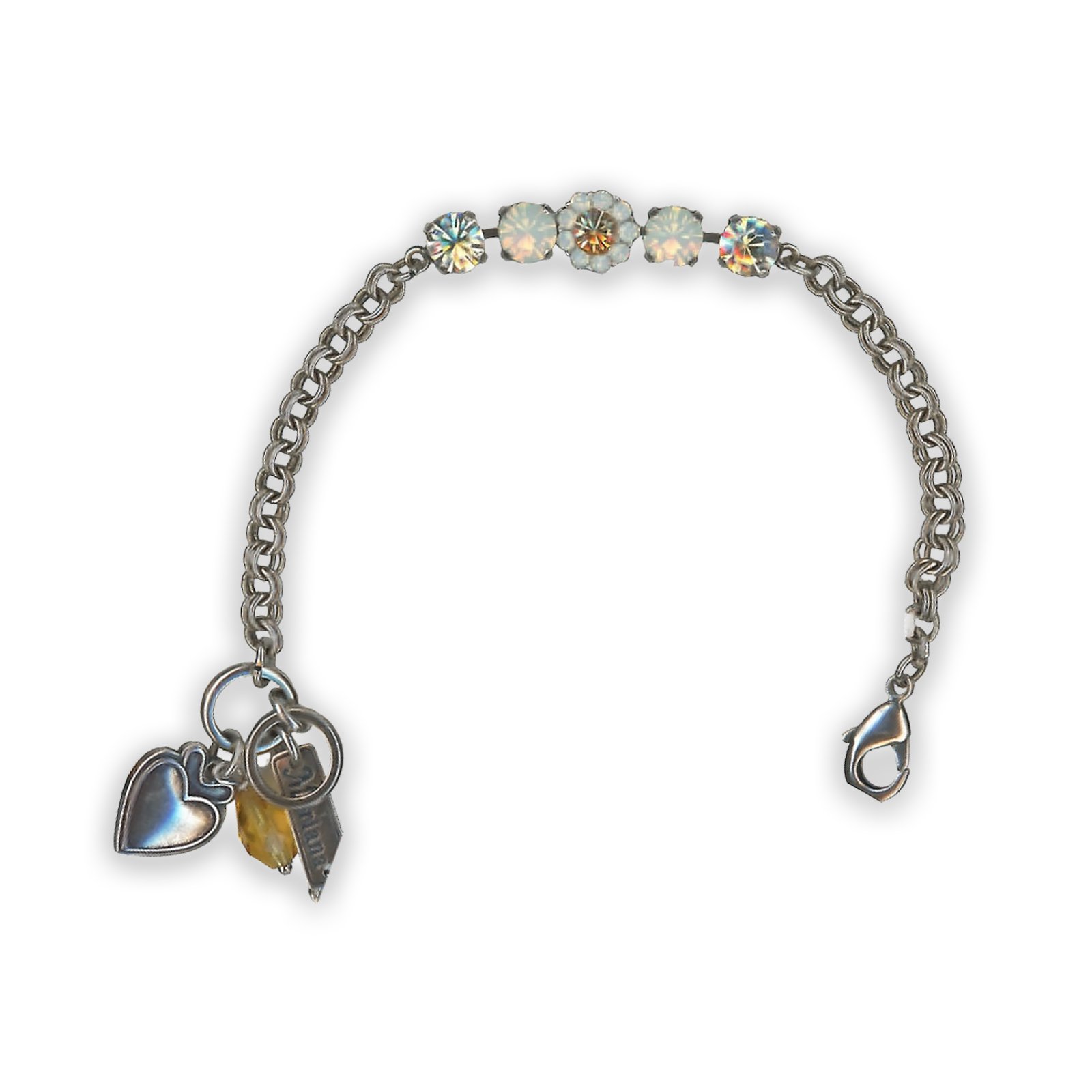 B-4352-2-391100-SP (1) Bracelet by Mariana Champagne and Caviar Coll. Simply Elegant White Opal, Champagne, & Clear Swarovski Crystals - Image 1