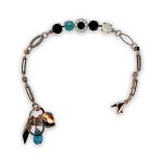 Bracelet by Mariana My Treasures Coll. Glamorous Blue Quartz Mineral, Jet Black, & White Opal Swarovski Crystals