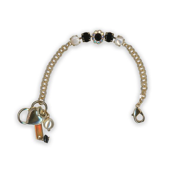 Bracelet by Mariana Peace Coll. Elegant White Shell Mineral, Jet, & AB Swarovski Crystals