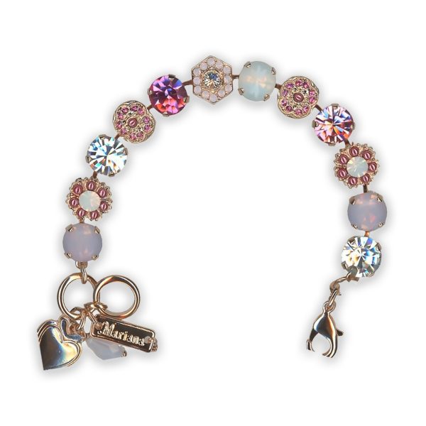 Bracelet by Mariana Silk Road Coll. Lovely Pinks, White Opal, and Clear Swarovski Crystals