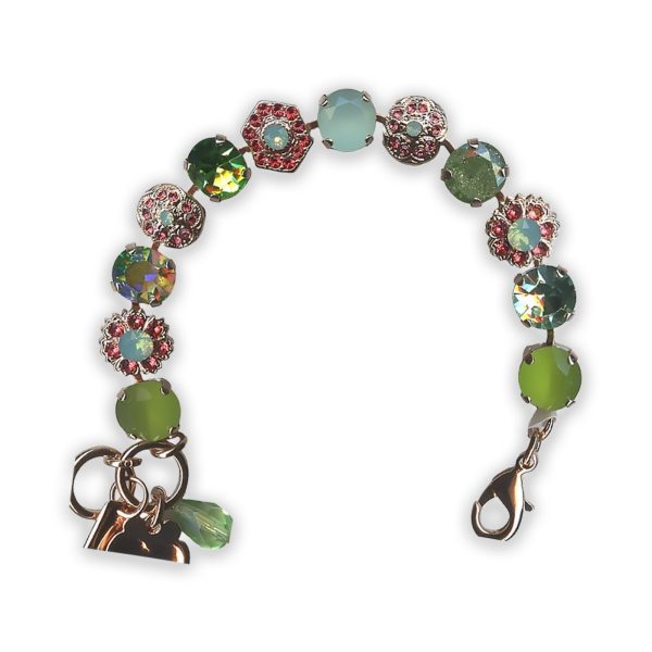 Bracelet by Mariana Silk Road Coll. Adorable Apple Green and Padparadscha Swarovski Crystals