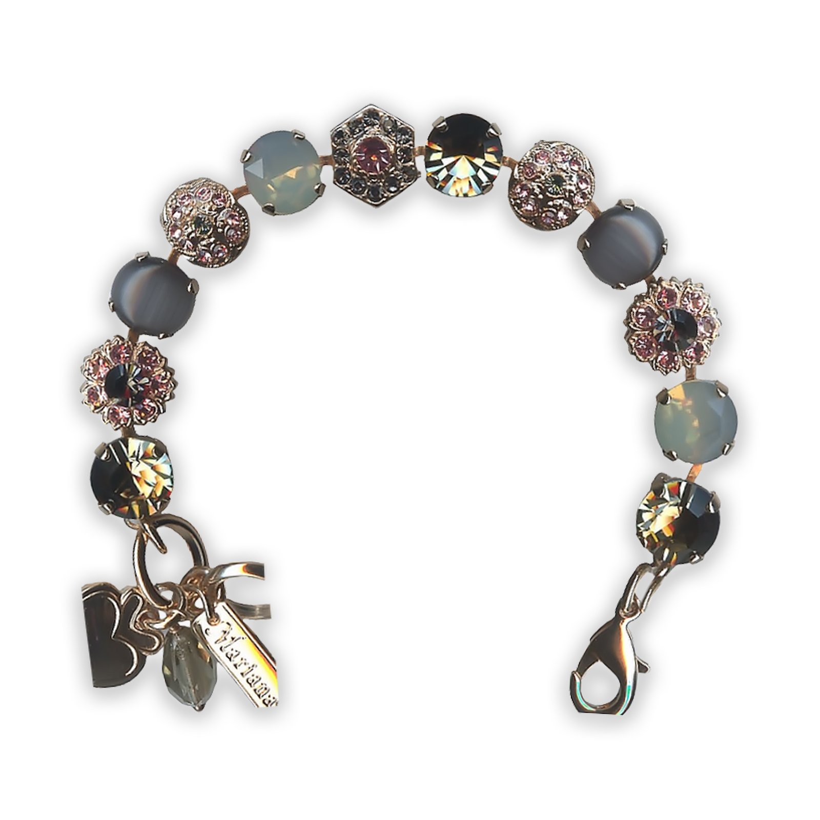 B-4411-1083-RG (1) Bracelet by Mariana Africa Coll. Luxurious Grey Opal and Rose Swarovski Crystals - Image 1