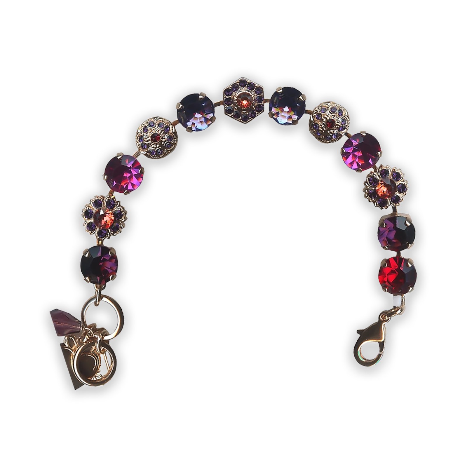 B-4411-1091-RG (1) Bracelet by Mariana Odyssey Coll. Glamorous Ruby, Fuchsia, and Purple Velvet Swarovski Crystals - Image 1