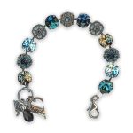Bracelet by Mariana Winter Wonderland Coll. Elegant Dark Grey and Blues Swarovski Crystals