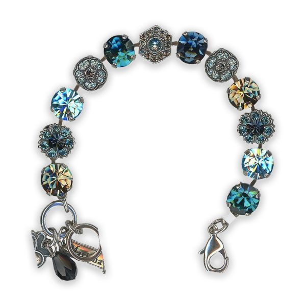 Bracelet by Mariana Winter Wonderland Coll. Elegant Dark Grey and Blues Swarovski Crystals