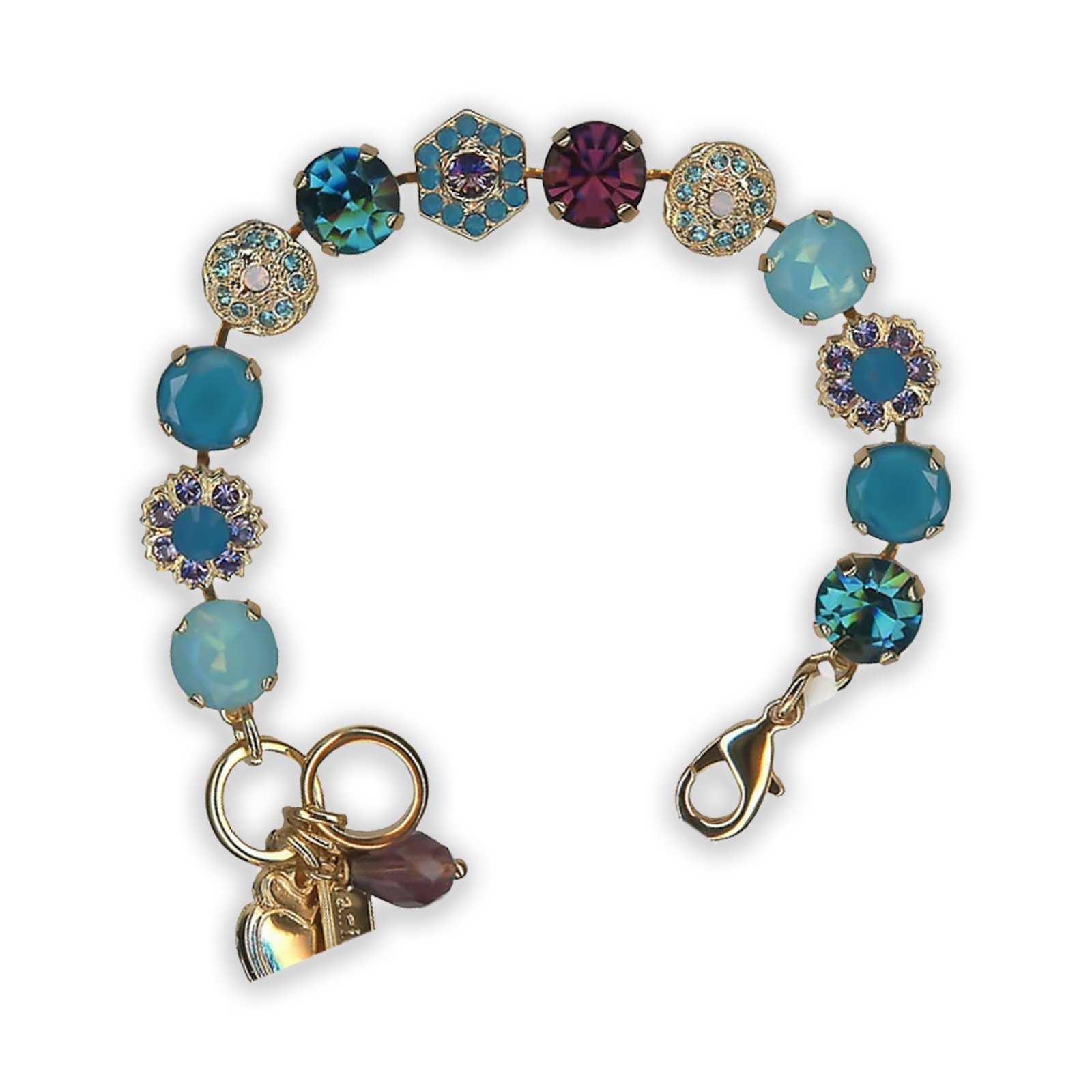 B-4411-2139-YG (1) Bracelet By Mariana Woman Elegant Blue Opal and Amethyst Swarovski Crystals - Image 1